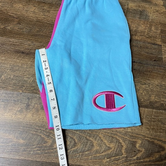Champion Reverse Weave Cut Off Teal Pink Colorblock Sweat Shorts Adult Medium - Picture 9 of 11